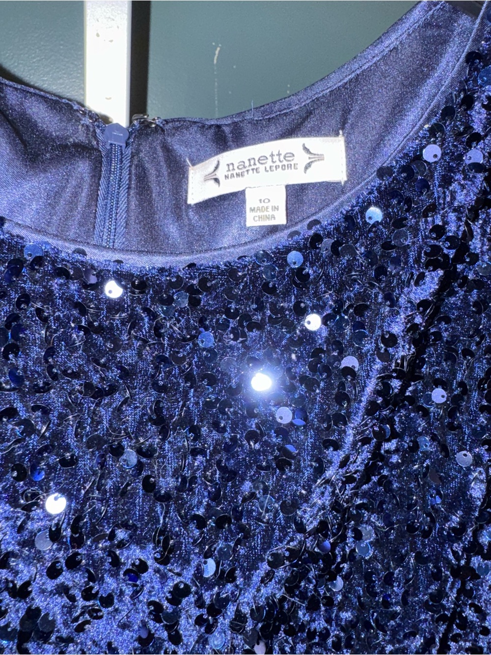 Nanette Lepore Navy Sequin Midi Dress - Picture 2 of 4
